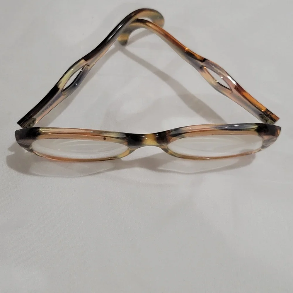IVOS Inez 50-20 Tortoise Acetate Eyeglasses Sculptural Cut-Out Temples
